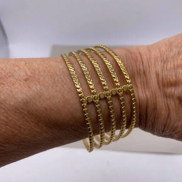 Openwork Cuff Bangle Bracelet Gold Tone Preppy Casual Going Out Evening - Picture 8 of 8